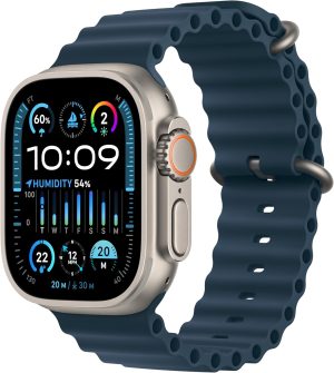 Uhr Apple Watch Ultra 2 GPS + Mobilfunk, 49 mm Titanium Gehäuse mit Ocean Band - Blau